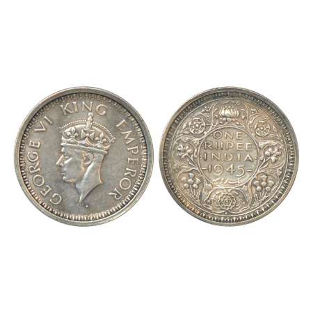 George VI, half silver rupee, 1945 (large 5), Bombay mint, unlisted in PR; GK 1287, 11.61g