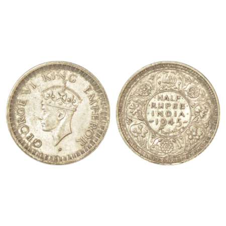 George VI, half silver ½ rupee, 1945 (large 5), Bombay mint, with dot, unlisted in PR; GK 