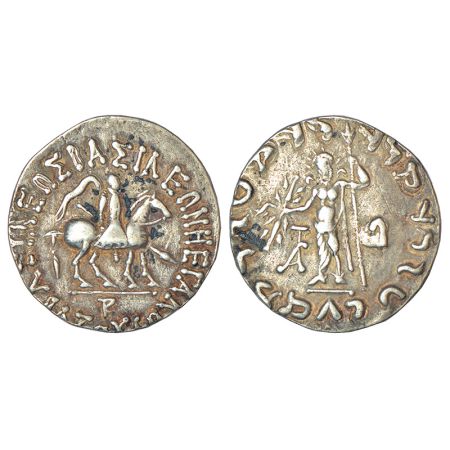 Indo-Scythians - silver tetradrachm of Azes (c.45-15 BC), ISCH 89.3T, 9.25g. Obv: King mou