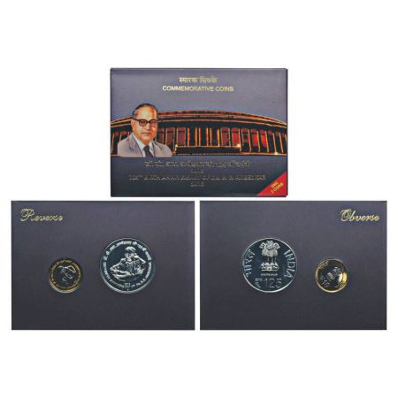 2015, 125th Birth Anniversary of Dr. B.R. Ambedkar, UNC set of 2 coins, 125 rupees and 10 
