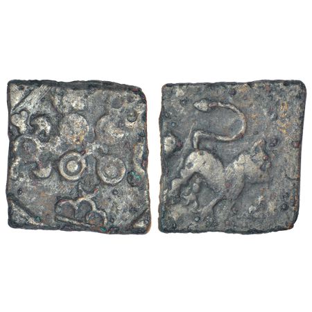 Satavahanas - uninscribed fractional 'lion' type coin from Vidarbha region, attributable t