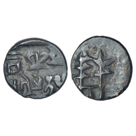 Panchala, post-Mauryan monarchical coinage - alloyed copper fractional unit of Agnimitra I