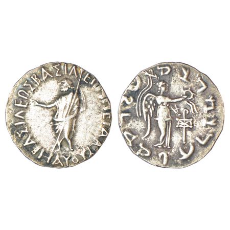 Indo-Scythians - silver tetradrachm of Maues (c.90-57 BC), ISCH 1.1T, 9.78g. Obv: Zeus sta