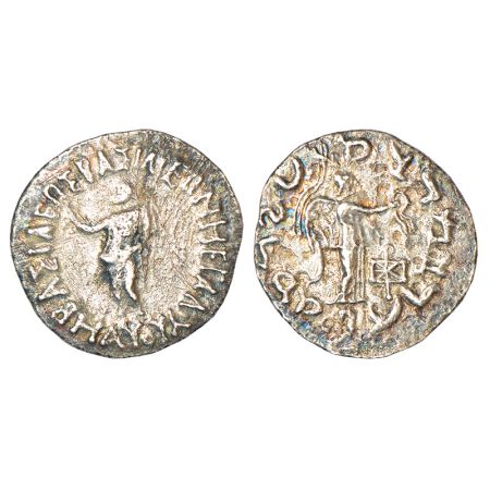Indo-Scythians - silver tetradrachm of Maues (c.90-57 BC), ISCH 1.1T, 8.12g. Obv: Zeus sta
