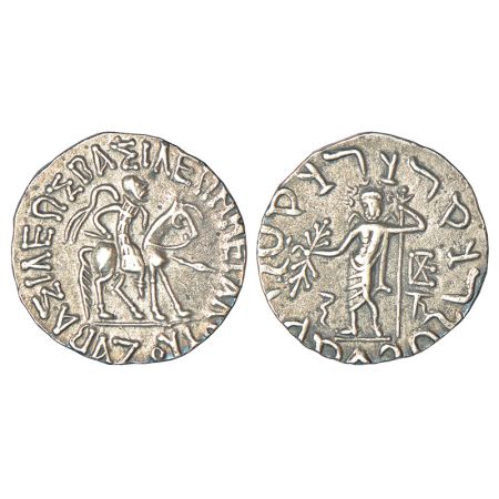 Indo-Scythians - silver tetradrachm of Azes (c. 45-20 BC), ISCH 80.41T, 9.62g. Obv: king r