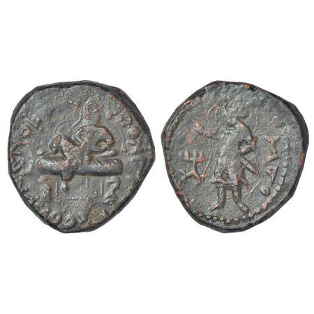 Kushans - copper tetradrachm of Huvishka (c.152-190 AD), similar to PAIC 1790, 15.24g. Obv