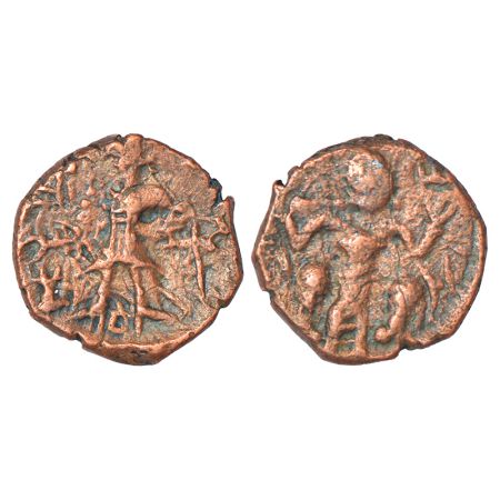 Kushans - light-weight copper ½ unit attributed to Shaka (c.300-350 AD), not listed in PAI