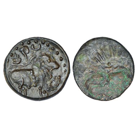 Pallavas of Kanchi -uninscribed 'bull' type coin in alloyed copper, (c.300-400 AD), PAIC 2