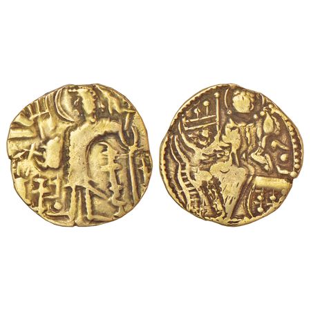 Kidarite Huns in Kashmir - base gold dinar in the name of 'Kidara', middle series, (c.350-