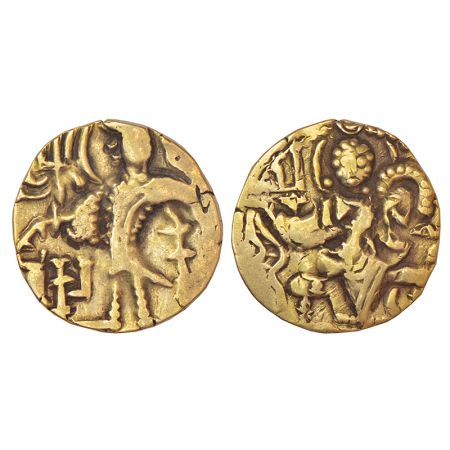 Kidarite Huns in Kashmir - base gold dinar in the name of 'Kidara', middle series, (c.350-