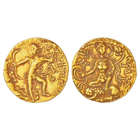 Gupta Empire - gold dinar of Chandra Gupta II (c.375-415 AD), 'Lion Slayer' type, Altekar 
