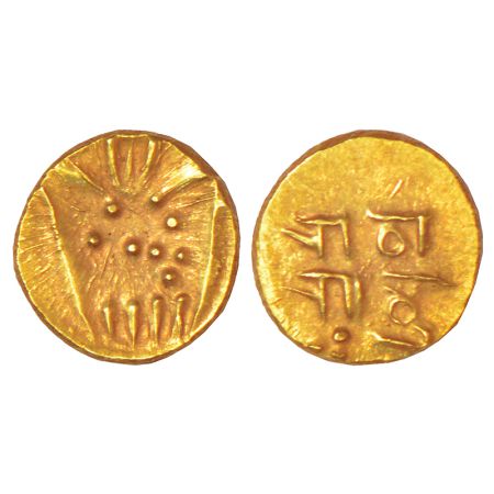 Nayakas of Jinji/Vallore region, gold fanam with 'Rama Rau' legend, 0.37g. Obv: 'Kali' des