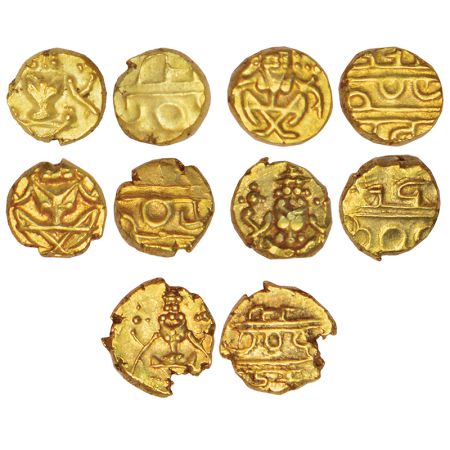 Kingdom of Mysore, Kanthirava Narasa Raya (1638-1662 AD), gold fanam (5), MCSI-I 910-911, 