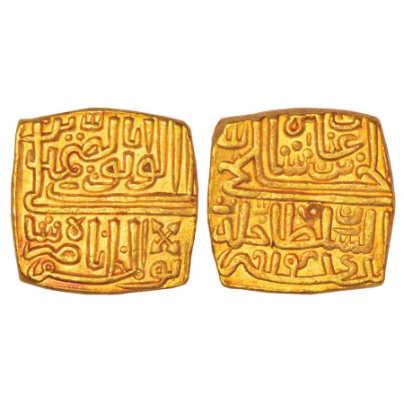 Sultans of Malwa, Gold square tanka of Nasir Shah (1500-1510 AD), AH 914, G&G M105, 11.12g