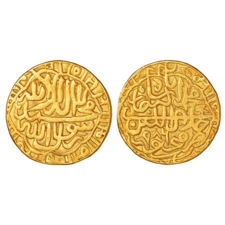 Akbar (1556-1605 AD) - gold token based on coin designs of a mohur of Akbar, Fathpur mint,