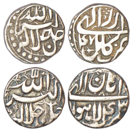 Akbar (1556-1605 AD), silver ½ rupee (2), 1x Kabul mint, Azar 47, KM 66.2 and 1x Lahore mi