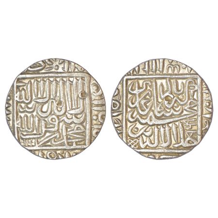 Akbar (1556-1605 AD), silver rupee, 'round / Kalima' type, Karrah mint (in left quadrant),