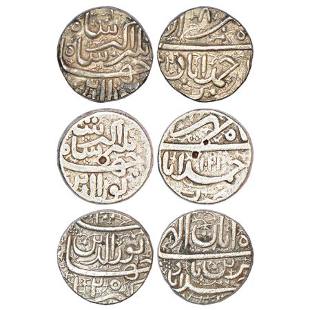 Jahangir (1605-1627 AD), silver rupee (3), Ahmadabad mint, 1x Tir, AH 1022/RY 8, 1x Mihr, 