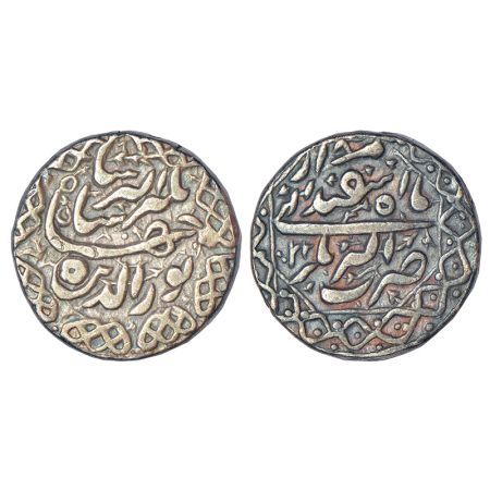 Jahangir (1605-1627 AD), silver rupee, Akbarnagar mint, Isfandarmunz 22, KM 145.4, 11.32g.