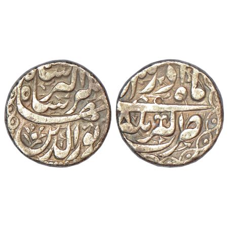 Jahangir (1605-1627 AD), silver rupee, Akbarnagar mint, 'Nur ud-din' type, Azar 8, KM 145.