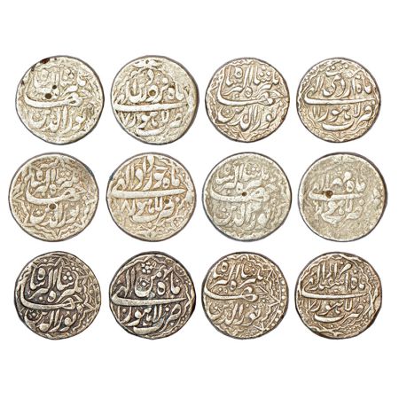 Jahangir (1605-1627 AD), silver rupee, 6 different months, Lahore mint, 1x Farwardin 7; 1x