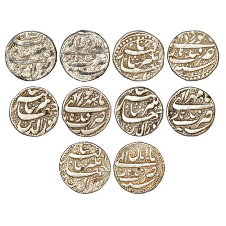 Jahangir (1605-1627 AD), silver rupee, 5 different months, Qandhar mint, 1x Ardibihist, AH