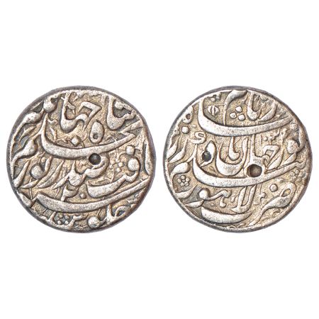 Jahangir with the name of Noor Jahan (1623-1627 AD), silver rupee, Lahore mint, 'Sad Zewar