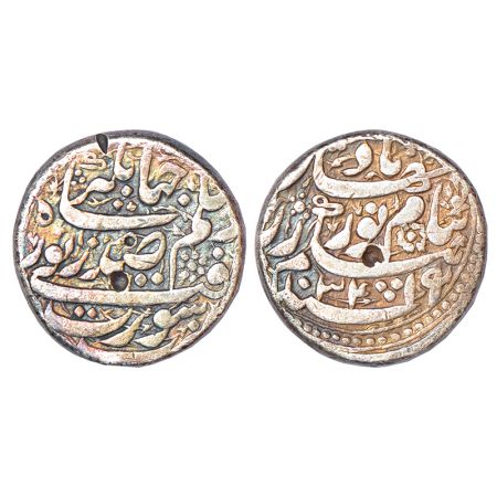 Jahangir with the name of Noor Jahan (1623-1627 AD), silver rupee, Surat mint, 'Sad Zewar'