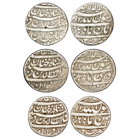 Shah Jahan (1628-1658 AD), silver rupee, 3 different months, Delhi mint, 1x Aban, AH 1040/