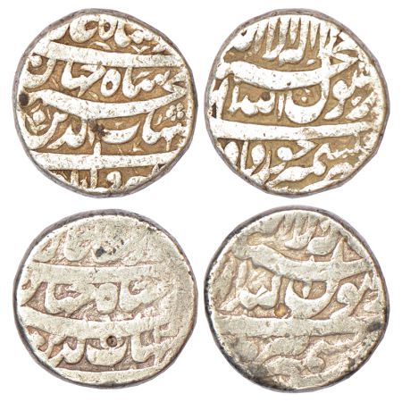 Shah Jahan (1628-1658 AD), silver rupee (2), Kashmir Mint, 1x Khurdad and 1x Tir, KM 224.1