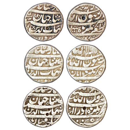 Shah Jahan (1628-1658 AD), silver rupee, 3 different months, Zafarnagar mint, 1x Shahrewar