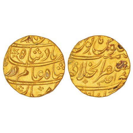 Shah Alam Bahadur (1707-1712 AD), gold mohur, Mustaqir ul-Khilafat Akbarabad mint at botto