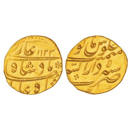 Shah Alam Bahadur (1707-1712 AD), gold mohur, Dar us-Sarur Burhanpur mint, AH 1123/RY 5, K