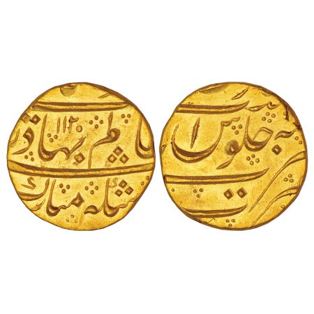 Shah Alam Bahadur (1707-1712 AD), gold mohur, Nusratabad mint, AH 1120, KM 356.22, 11.00g.