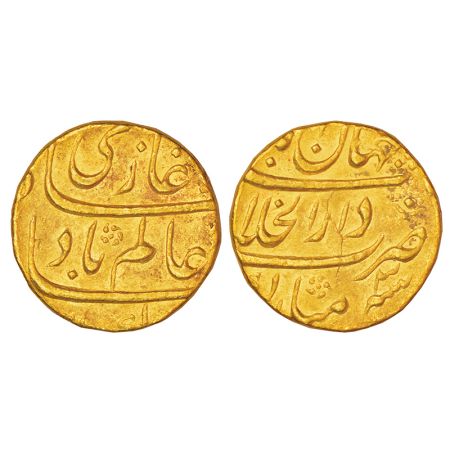 Shah Alam Bahadur (1707-1712 AD), gold mohur, Dar ul-Khilafat Shahjahanabad mint, AH (11)2