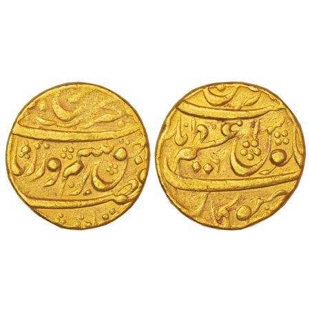 Farrukhsiyar (1713-1719 AD), gold mohur, Azamnagar Gokak mint, RY 6, unlisted in KM, 10.82