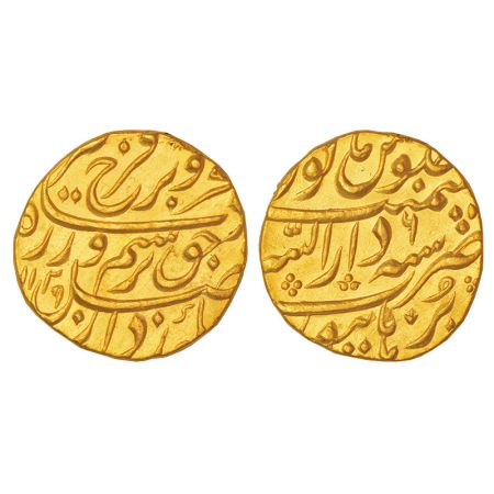 Farrukhsiyar (1713-1719 AD), gold mohur, Dar us-Sarur Burhanpur mint, AH 1129/RY 6, KM 390