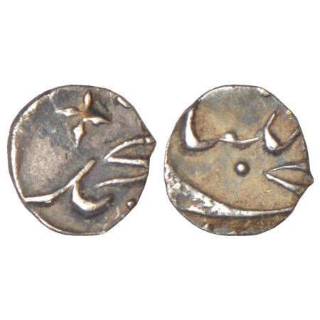 Muhammad Shah (1719-1748 AD), silver 1/32 rupee, Khujista Bunyad mint, ND/RY, KM A431, 0.3