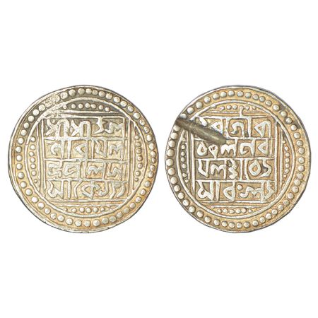 Kachar, Yasho Narayana (1589-1601 AD), silver tanka, Saka 1505, 9.53g. Obv: Legend Hara Ga