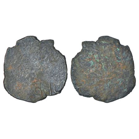 Manipur, large anonymous crude uniface coin of 18th century, bell metal sel, 3.47g. Obv: U