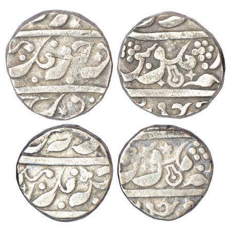 Maratha Confederacy, silver rupee & ½ rupee, domins of the Kolhapur Chhatrapatis, Chikodi 