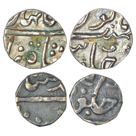Maratha Confederacy, Bhonsla Rajas of Nagpur, silver ¼ rupee, 2.56g and 1/8 rupee, 1.35g, 