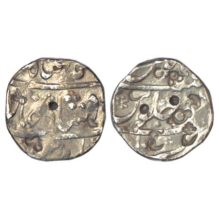 Maratha Confederacy, domains of the Satara Chhatrapatis - silver rupee in the name of Muha