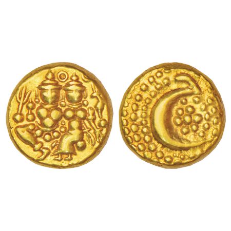 Mysore, gold pagoda of Haidar Ali (1761-1782 AD), KM 15, 3.42g. Obv: Shiva Parvati seated.