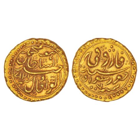 Mysore, Tipu Sultan (1787-1799 AD), gold farooqi, Khurshed Sawad mint, AM 1217/RY 7, KM 99
