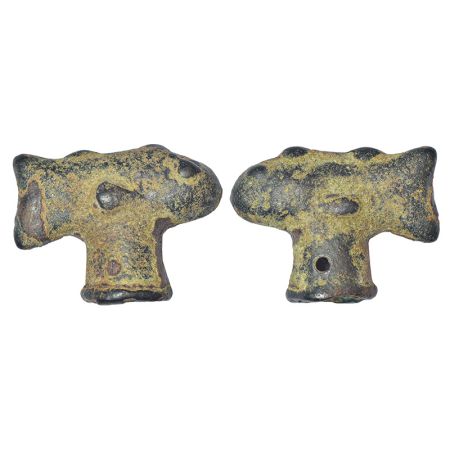 Ancient Malwa - fish-shaped ritual object cast in bronze (c.150-100 BC), 15.01g. Very fine