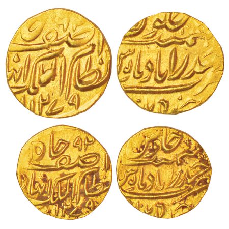 Hyderabad, Afzal ad-Daula (1857-1869 AD), gold coins (2), Farkhanda Bunyad Hyderabad mint,