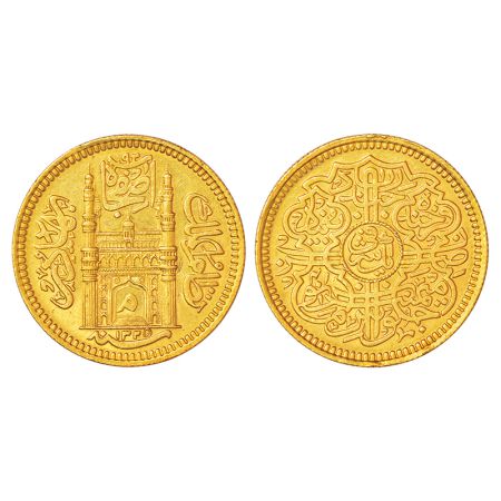 Hyderabad, Mir Mahbub Ali Khan (1869-1911 AD), gold ashrafi, Hyderabad mint, AH 1325/RY 41