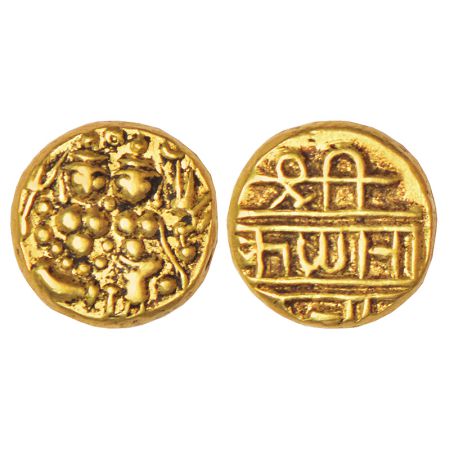 Mysore, Krishnaraja Wodeyar (1799-1868 AD), gold ½ pagoda, MCSI-I 1091, 1.68g. Obv: Shiva 