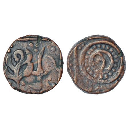 Ratlam, Raij series, copper paisa, in the name of Shah Alam II, unlisted in KM, 11.57g. Ob
